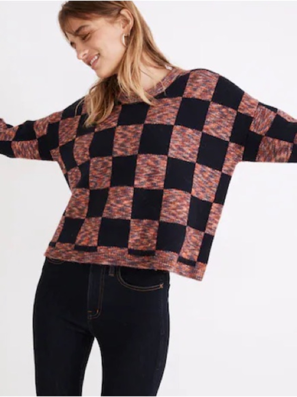 Madewell Checkered Pullover Boxy Sweater